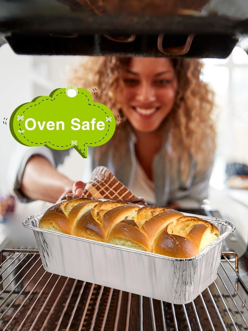 NEEBAKE 60 Pack Disposable Aluminum Loaf Pans with Lids Combo Set - 30 Pack 8.5x4.5x2.5 Foil Loaf Pans & 30 Pack 6x3.5x2 Mini Tin Foil Baking Pans Tin Trays Food Containers for Baking Cakes Bread Meat - Image 5